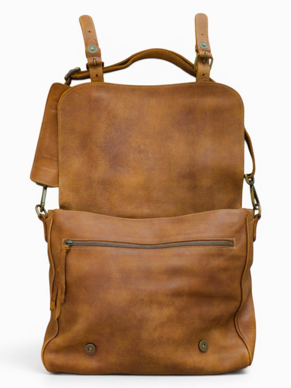 Roots Modern Satchel Tribe Leather Crossbody Bag, Vintage-Look Tan - Picture 3 of 12